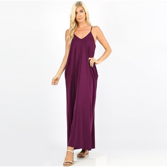 Mocha Pocket V-Neck Tank Maxi Dress - Picture 8 of 9